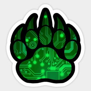 Techie Bear Claw LGBTQ Pride Green Sticker